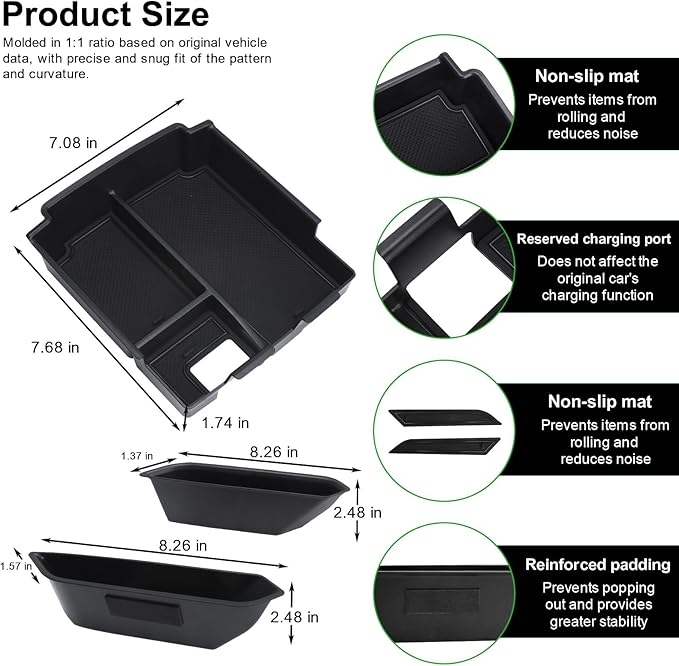 5-PCS for 2025 Ford Bronco Center Console Organizer & Handle Storage, Including Base/Big Bend/Outer Banks/Badlands/Heritage Edition/Raptor (Not for 2-Door & Bronco Sport)