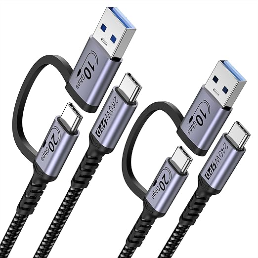 10ft Long USB c Cable 20Gbps[2Pack],2-in-1 USB 3.1 Gen 2 Cable Fast Charge & Data Transfer, Compatible with iPhone 16 15 Pro Max, Samsung, SSD