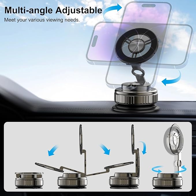2026 New Vacuum Magnetic Phone Holder for Car, Magsafe Car Mount for Car/Gym/Mirror/Smooth Surface, Compatible with iPhone Android and All Smartphones(G518)