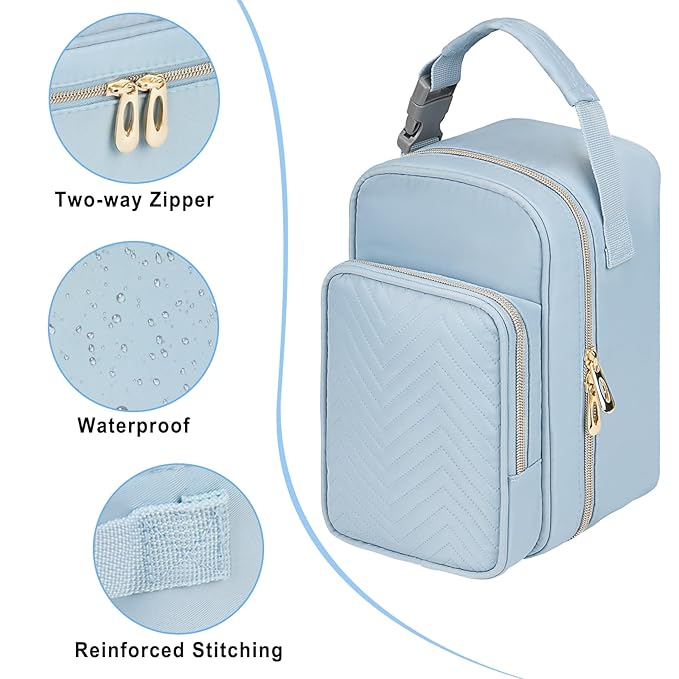 Breastmilk Cooler Travel bag with Ice Pack,Portable Breastmilk Cooler Bag with Buckle Handle,Insulated Breastmilk Storage Bag Cooler,Blue