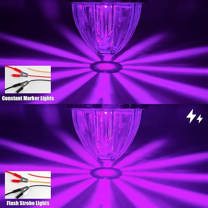BJZ 6Pcs Purple Watermelon LED Strobe+Constant Marker Lights Dual Function Watermelon-Shaped Side Marker Clearance Tail Top Cap Roof Lights for Trailer Truck Semi-Trailer Heavy-Duty Truck Bus Van