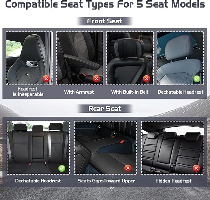 Truck Seat Covers for Toyota Tundra 2008-2026, Waterproof Premium Leather Full Coverage Car Seat Cover, Muscle Sport Style Auto Interior Seat Cover Sets (Full Set/Black White)