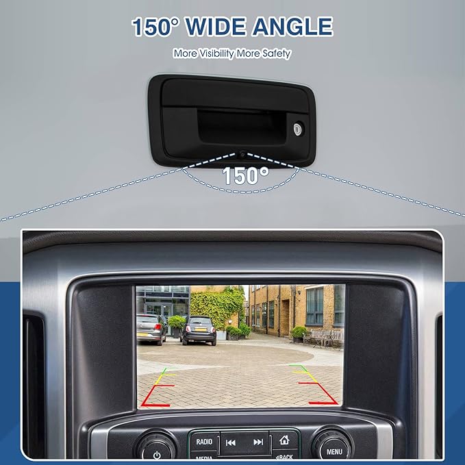 Tailgate Handle Backup Camera Fit for Chevy Silverado 2014-2018,Fit for GMC Sierra 2500HD 3500HD Canyon 2015-2018 Tailgate Reversing Rear View Park Assist Camera RCA Plug Replaces 23448681