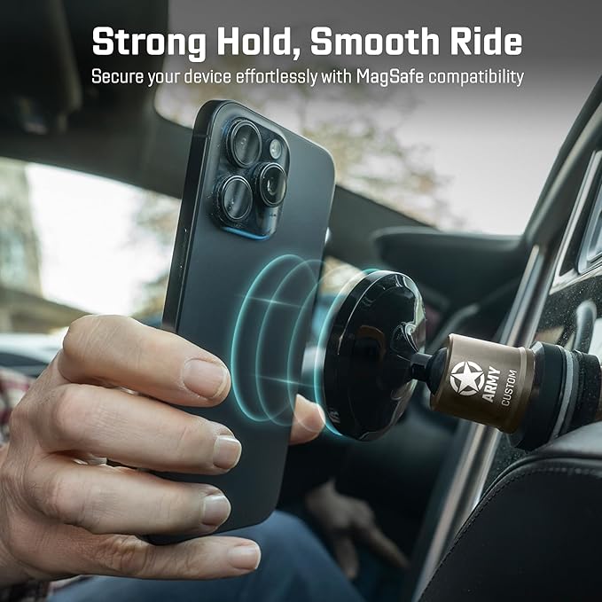 Mob Armor MobNetic Maxx MS - Customized MagSafe Compatible Magnetic Phone Holder for Car, Personalized Phone Mount Made w/Heavy Duty Aluminum Metal, Works w/iPhones & Androids - Gun Metal