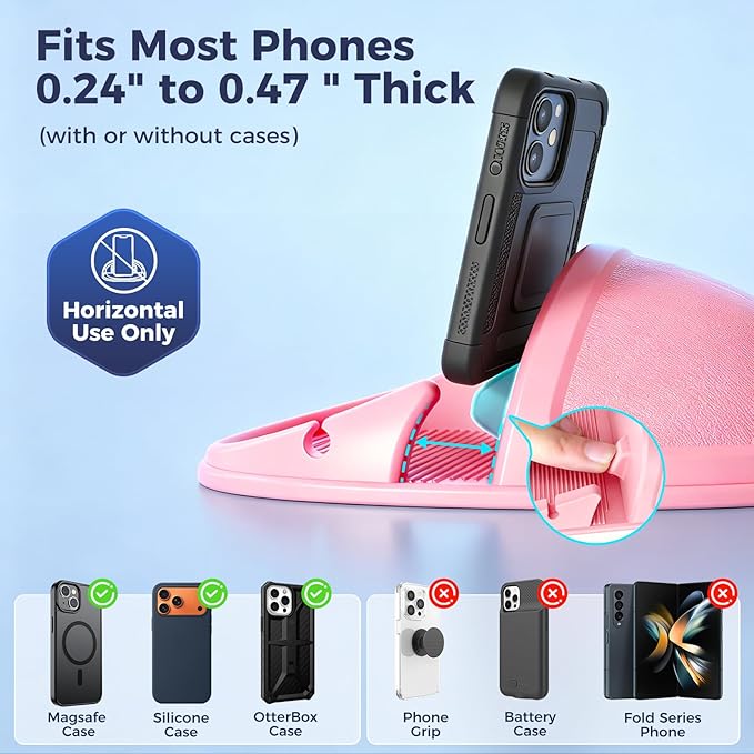 Loncaster Car Phone Holder, Car Phone Mount Silicone Car Pad Mat for Various Dashboards, Slip Free Phone Stand Compatible with iPhone, Samsung, Pink
