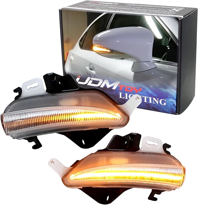 iJDMTOY Clear Lens Dynamic Sequential Blink/Flow Full LED Outer Side Mirror Turn Signal Light Assembly Kit Compatible with Lexus is RC ES LS CT