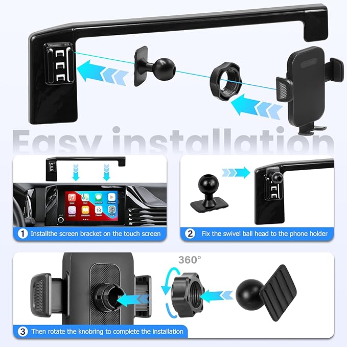 Car Phone Holder Fit for Toyota Camry LE/SE 2025-2026 Accessories -Cell Phone Mount for Camry 8 inch Touchscreen Hands-Free 360° Rotation(NOT FIT 12.3 inch) Does Not Affect Air Vent