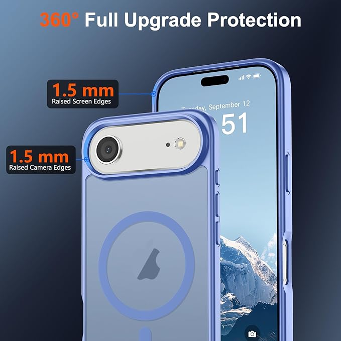 SUPFINE Magnetic for iPhone Air Case (Compatible with MagSafe)(Military Grade Drop Protection) Slim Translucent Matte Shockproof with Anti-Fingerprint Phone Cover for 17 Air,Blue Purple