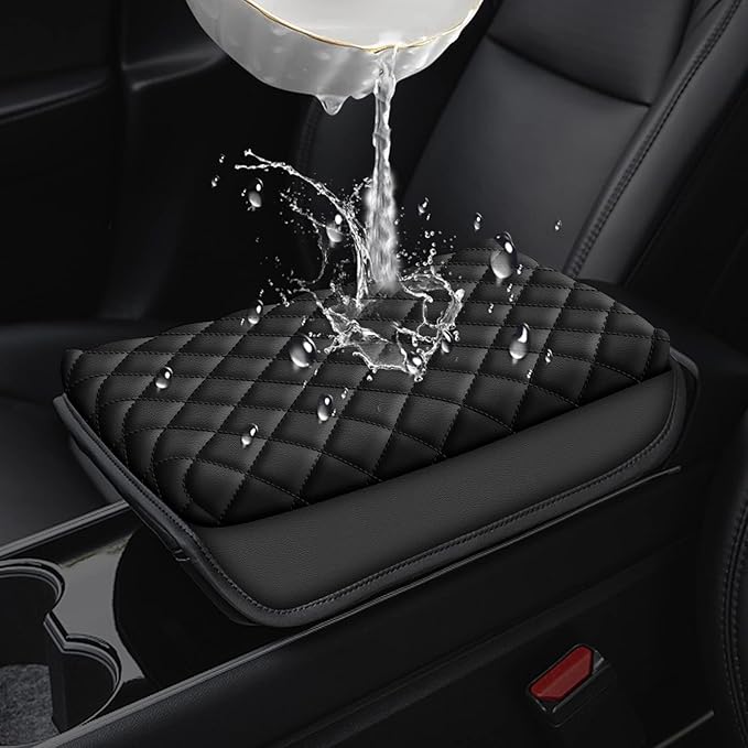 AOMSAZTO Center Console Cover Customized Armrest Cover Compatible with 2016-2023 2024 Toyota Tacoma, Soft Cozy Leather Arm Rest Covering for Car, Well-Make Durable Console Cushion Pad, Easy to Install