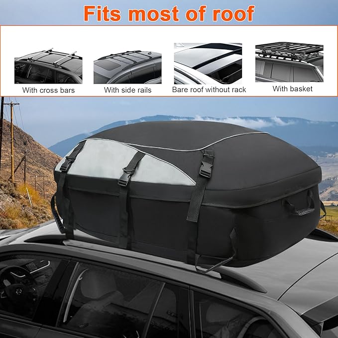 Car Rooftop Cargo Carrier Bag Waterproof Duty- Car Roof Top Carrier, Roof Top Carrying Bags 28 Cubic Feet