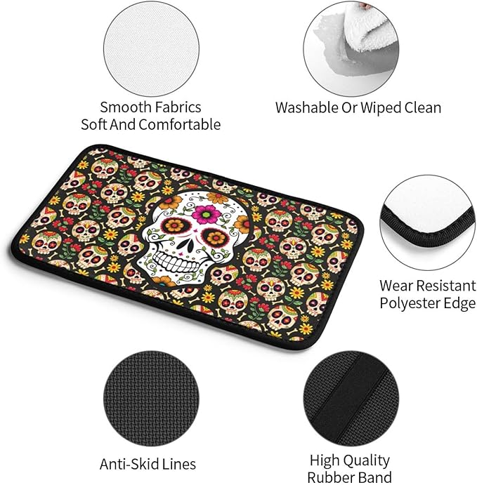 Universal Car Center Console Cushion Pad, Sugar Skull Soft Waterproof Car Center Console Cover Auto Armrest Seat Box Cover Protector for Most Vehicle SUV Truck Car