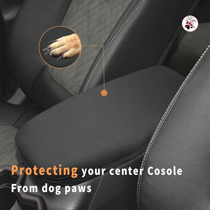 INTGET Center Console Armrest Cover for Toyota RAV4 Accessories 2025 2024 2023 2022 2021 2020 2019 Leather Middle Console Lid Cover Arm Rest Covering Car(Black with Cushion Flat)