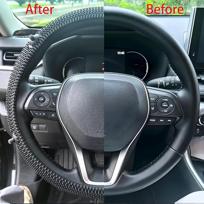 Silicone Steering Wheel Cover - Massage Grip Steering Wheel Cover Anti-Slip Universal Car Steering Wheel Covers for Women Men Fits 14-15 Inch (Black with realease)