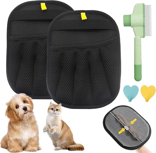 Pet Hair Remover, Electrostatic Pet Hair Removal Gloves, Reusable Cat & Dog Hair Removal Tool, 2025 Upgraded Pet Grooming Gloves for Couch, Furniture, Carpet (2 Pack)