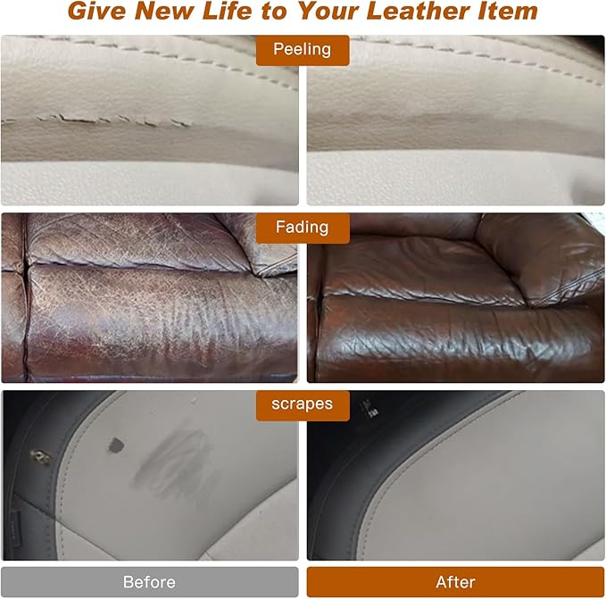 White Leather Recoloring Balm, With Leather Filler and beeswax, Leather Repair Kit for Furniture & car interior, Leather Color Restorer, Leather conditioner for Couches, furniture salve for leather