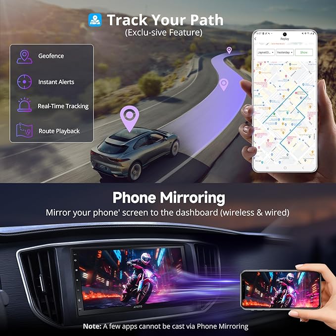 ATOTO A5L Android Double DIN Car Stereo Wireless CarPlay & Wireless Android Auto, 7 Inch Car Radio in-Dash GPS Navigation, Wi-Fi/BT/USB Tethering, 24EQ, Built-in AMP, HD LRV, Backup Camera