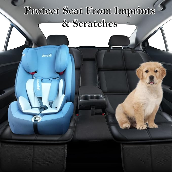 Meolsaek Car Seat Protector for Child Car Seat, Durable 600D Fabric Waterproof Car Seat Cover with Thick Pad Non-Slip Backing，No Imprints (Thicker Black-1pc)
