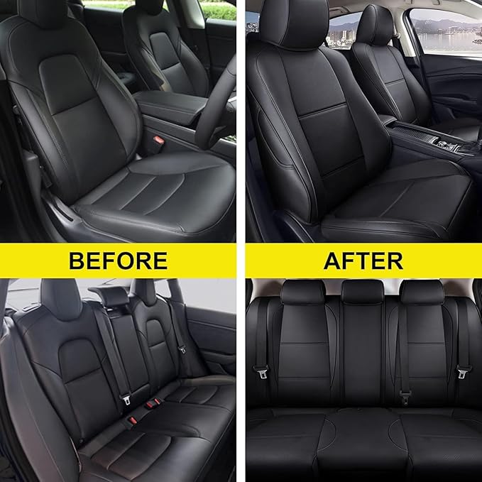 AOMSAZTO Custom Fit Seat Covers for Mazda CX-30 2020 2021 2022 2023 2024 2025 CX30 Car Seat Covers Full Set Black Faux Leather Compatible Airbag（New-CX30）