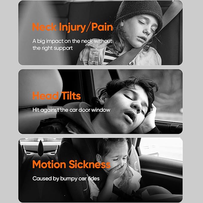 Car Headrest Pillow, Adjustable Car Headrest,Thickened Memory Foam Road Pal Headrest, Neck Support Pillow, U- Shaped Design, Travel Car Sleeping,Suitable for Kids and Adults