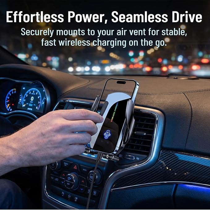 Wireless Car Charger,Phone Mount for Car Wireless Charger,15W Fast Charging Car Phone Holder Mount,Car Wireless Charger Universal Compatibility with All Wireless Charging Smartphones（Black）