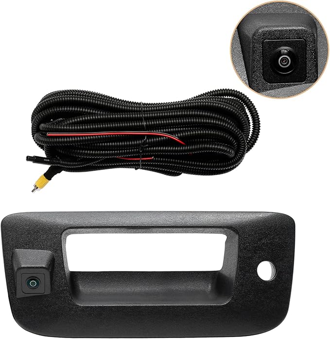 Back Up Camera, w/ Tailgate Handle, Compatible with 2007-2014 Chevy Silverado GMC Sierra 1500 2500 3500, w/ Keyhole, 170° Viewing Angle, Rear View Camera, Reverse Camera, Backup Camera Kit, Waterproof