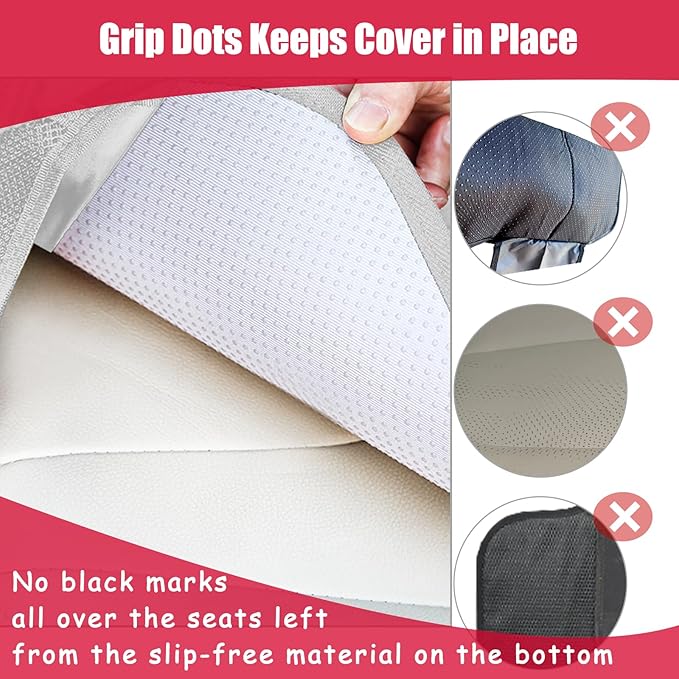Meolsaek Car Seat Protector for Child Car Seat, Durable 600D Fabric Waterproof Car Seat Cover with Thick Pad Non-Slip Backing，No Imprints (Light Gray-1 pc)