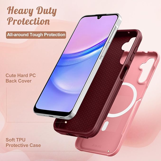 for Samsung Galaxy A16 5G Phone Case - Compatible with MagSafe Women Girls Cute Magnetic Protective Cover Kawaii Girly Unique Fashion Heavy Duty Shockproof Design for Samsung A16 5G Case
