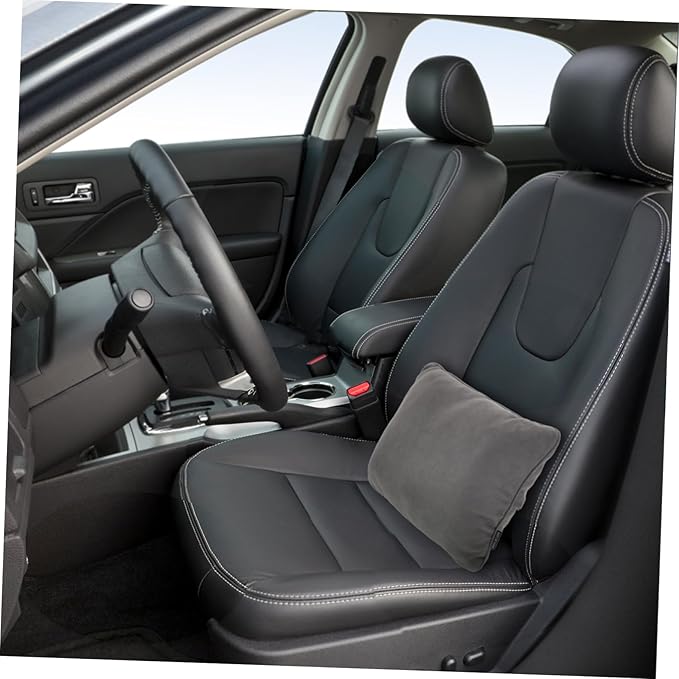 Ergonomic Car Seat Cushion for Driving Comfort PP Cotton Lumbar Support Pillow for Office and Car Stylish Grey Back Cushion Reduces Lower Back Easy Installation