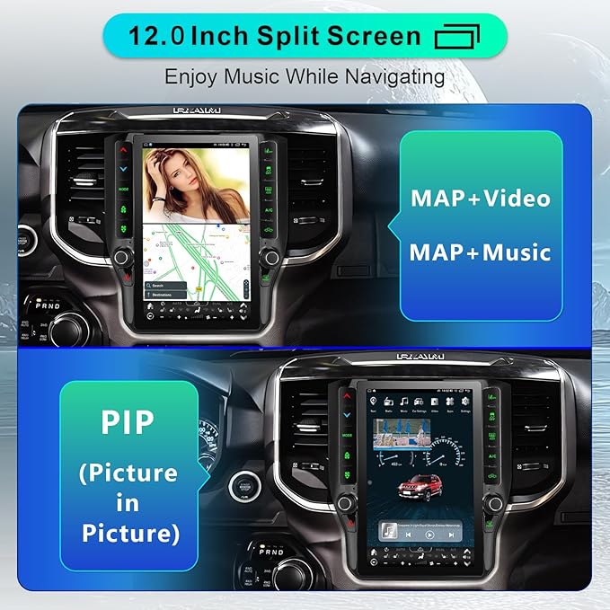 8 Cores 4+64G Radio Upgrade, 2019-2024 for Dodge Ram 1500 2500 3500 Truck Radio Upgrade,12.1 inch Vertical Touchscreen Support Wireless CarPlay Android Auto GPS Bluetooth FM SWC(Inches, 12)