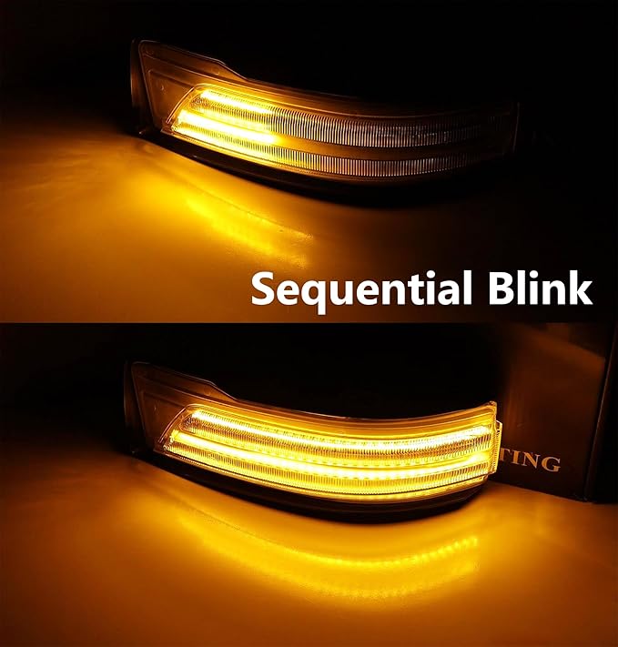 iJDMTOY Semi-Clear Lens Dynamic Sequential Blink/Flow Full LED Side Mirror Turn Signal Light Assembly Kit Compatible with 2019-up Dodge RAM 1500