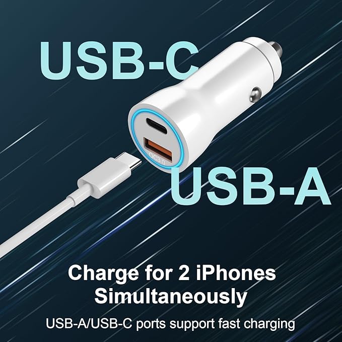 iPhone 17 16 15 Car Charger, [Apple MFi Certified] 2-Pack USB C Car Charger 43W Fast Charging with 3.3 FT Type C to C Cable, USB Car Adapter for iPhone 17/17 Pro/17 Pro Max/Air/16/15