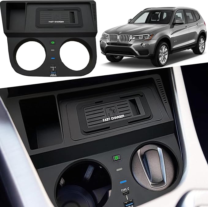 Wireless Car Charger for BMW X3/X4 2014 2015 2016 2017 Center Console Accessory, 15W Qi Fast Charging Phone Charger Pad for BMW X3 F25 2014-2017/X4 F26 2014-2017, Gift for BMW X3/X4 Owner