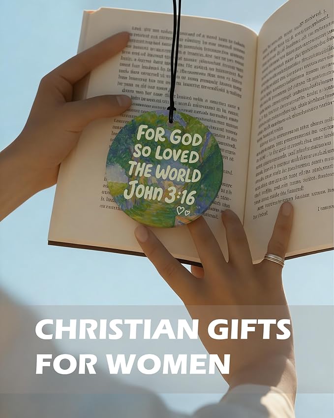 Jesus Christian Round Citrus Car Air Freshener 4 Pcs, Colorful Floral Religious Hanging Air Freshener for Cars Bathroom Dorm Books Decor, Jesus Christian Accessories Gifts for Women Men