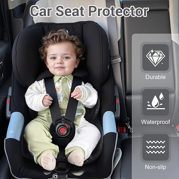 Piddle Pad, Car Seat Potty Training Protector, Waterproof Car Seat Cover with Anti-Slip Backing, Machine Washable Liner for Baby Toddler Carseat, Stroller (Black, 2PC)