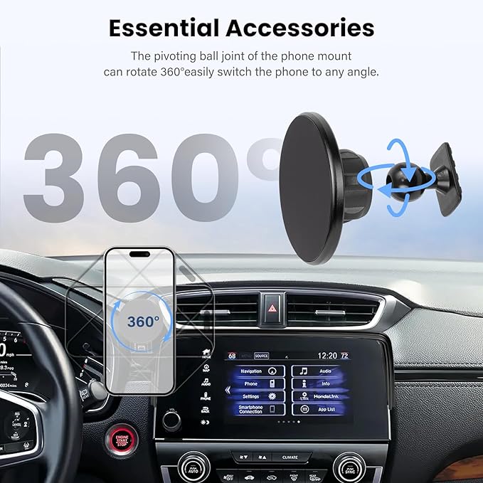 Car Phone Holder for 2017-2022 Honda CRV Accessories 5/7-inch Screen Fixed Clip, Magnet Cell Phone Mount Compatible with MagSafe 360° Rotation Phone Automobile Cradles