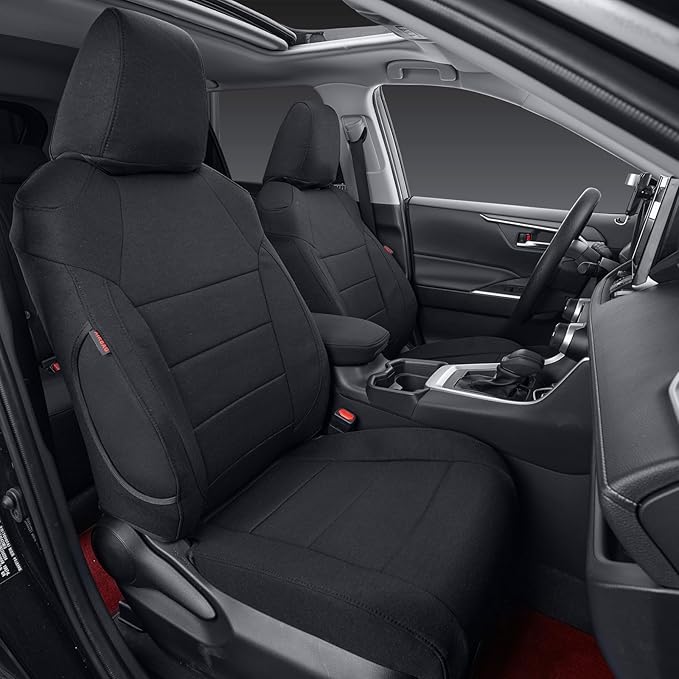 coverdream 2026 Rav4 Seat Covers Custom Fit for 2026 Toyota Rav4 Hybrid (Woodland/Limited) SUV,Full Set Polyester Car Seat Protector Black