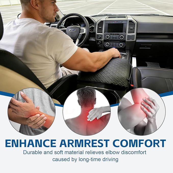 Armrest Cover for F150 (2021-2025) Center Console Cover, Thick Arm Rest Cushion, Funda para consola de coche, Vegan Leather, Armrest Protector , Bucket Seat Console Full Cover ), F150 Accessories