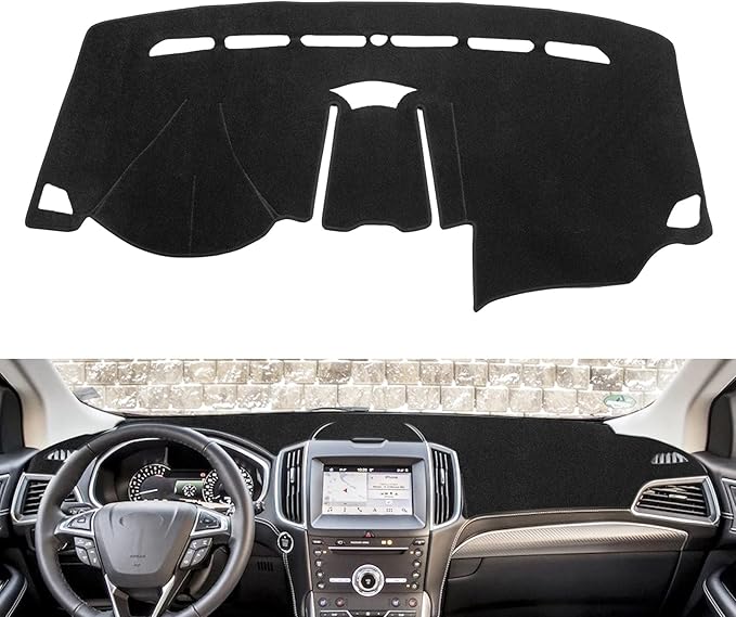 x xotic tech Center Console Dashboard Mat Pre-Cut Non-Slip Sunshield Sun Glare Protector Dash Carpet Pad Black Cover Compatible with Ford Edge 2015 2016 2017 2018 2019 2020 2021 2022 2023 2024 2025