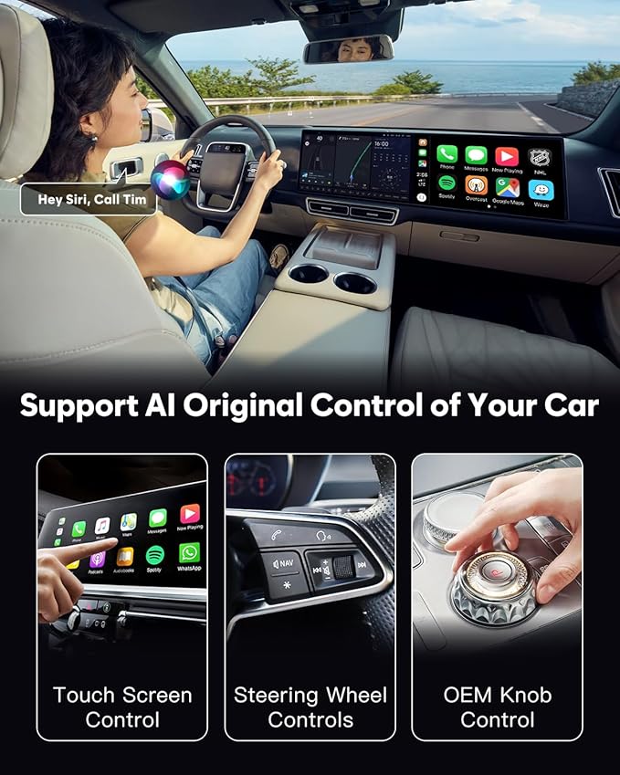2025 Upgraded Wireless carplay Adapter for iPhone, for Apple carplay Wireless Adapter, Plug & Play, for iPhone iOS 10+/ for Android 11+