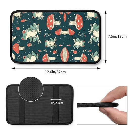 Cute Cartoon Frogs Car Auto Armrest Cushion Cover Accessories Center Console Seat Box Pad Protector Universal Decoration for Most Vehicle SUV Truck