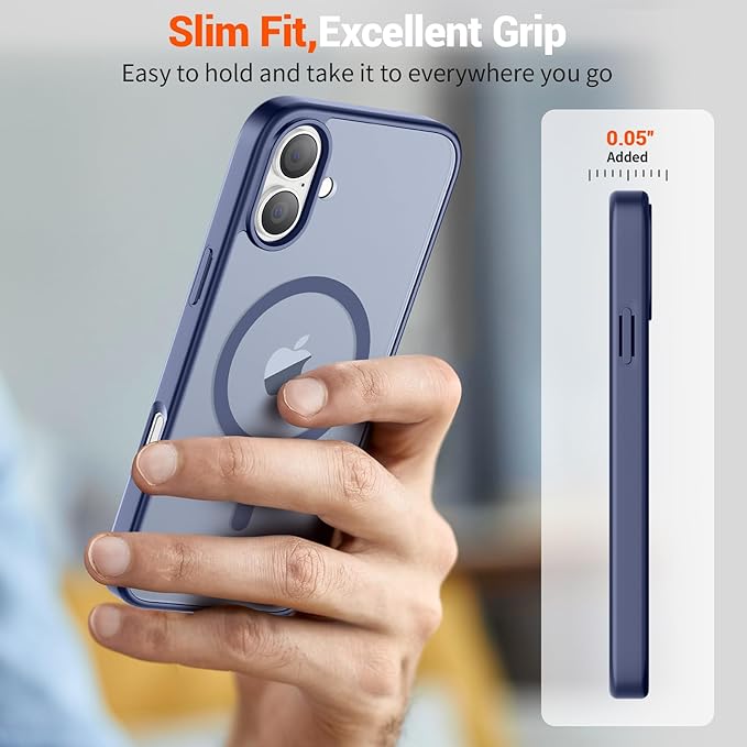 SUPFINE Magnetic for iPhone 16 Plus Case (Compatible with MagSafe) (Military Grade Drop Protection) Slim Translucent Matte Shockproof with Anti-Fingerprint Phone Case,Lavender Gray