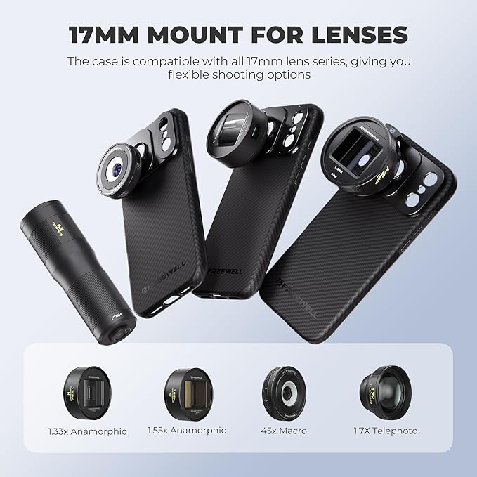 FREEWELL Pro Filmmaker Case for Phone 17 Pro Max - Magnetic Filter & 17mm Lens Mount Black