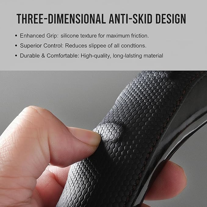 Heavy Duty Truck Steering Wheel Cover 17.5-18 Inch, Carbon Fiber with Anti-Slip Grip, X-Large Wheel Protector for Commercial Semi-Trucks, Buses and RVs (Gray/Black)