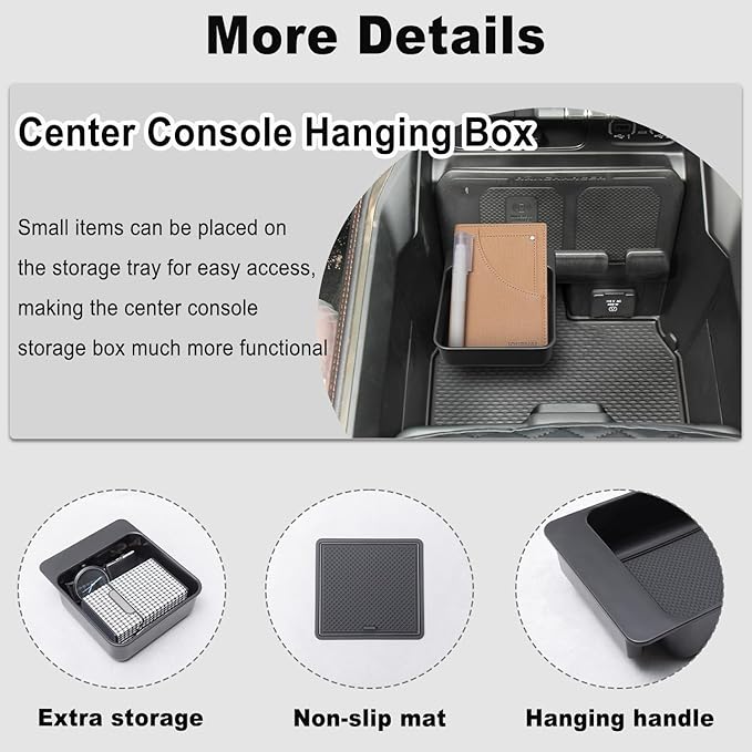 PIMCAR Center Console Hanging Box Compatible with 2019-2026 Dodge RAM 1500 2500 3500 Organizer Tray Armrest Storage Accessories(Only Fit Full Center Console and Bucket Seats)