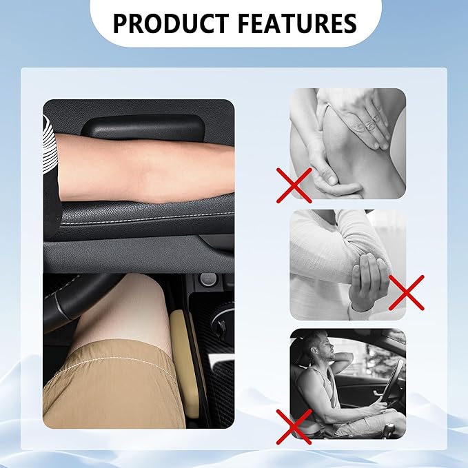 2PCS Car Arm Rest Cushion for Elbow,Soft Leather Car Door Armrest Pad with One-Piece Molding for Comfortable Support,Universal Cars Knee Cushion as Cars Arm Rest Cover Pad
