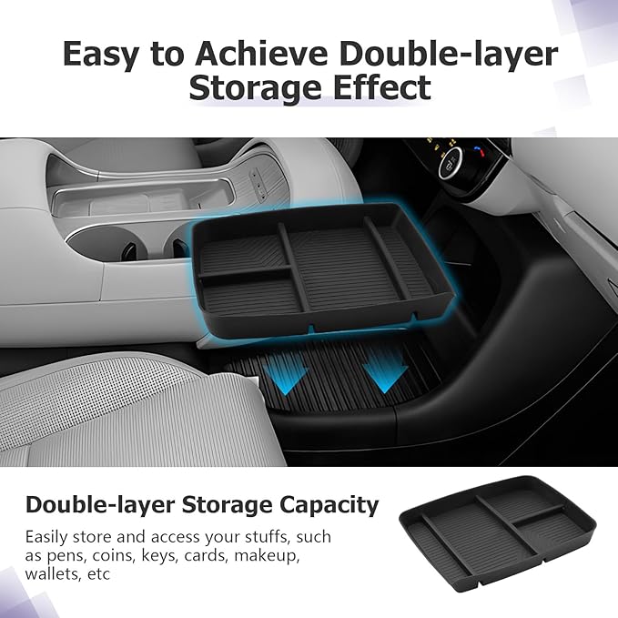 LUWU Center Console Organizer Compatible with 2026 Hyundai Palisade Calligraphy Accessories Palisade Armrest Console Organizer Under Screen Storage Tray & Lower Storage Tray 2PCS (ONLY for 7-Seat)