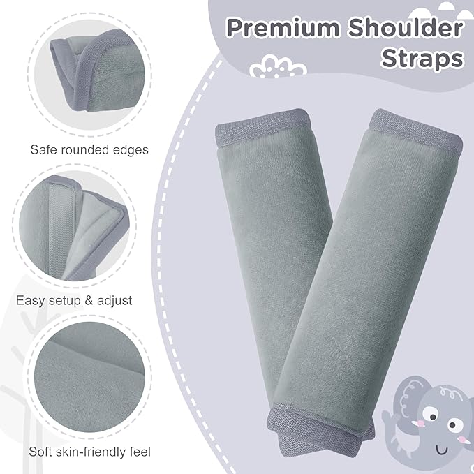 Car Seat Potty Training Protector Set, 2 Pack Waterproof Piddle Pad for Baby Toddlers, Leak-Proof Car Seat Liner with Non-Slip 2 Strap Covers, Machine Washable - Gray