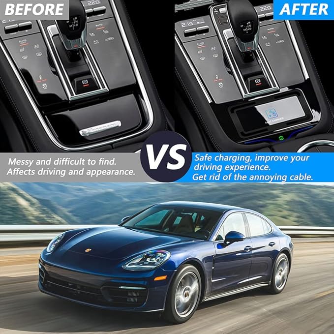 Wireless Car Charger for Porsche Panamera Executive Sport Turismo Turbo S E-Hybrid 2017-2023, 15W Fast Charging Phone Charger Pad for Porsche Panamera 4/4S/4 E-Hybrid/4S E-Hybrid/GTS/Turbo S
