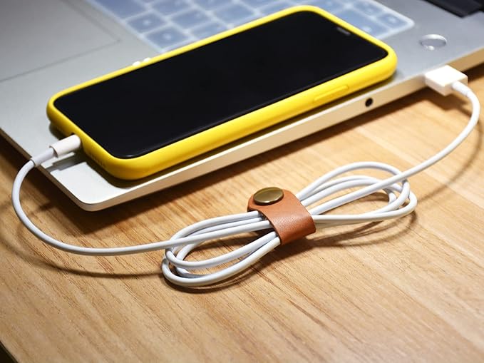 CAILLU Cord Organizer 10 Pack,Cord Holder,Cable Clips Leather,Cable Organizer USB Holder,Cord Keeper,Phone Wire Organizers Ties Mens Stocking Stuffers for men