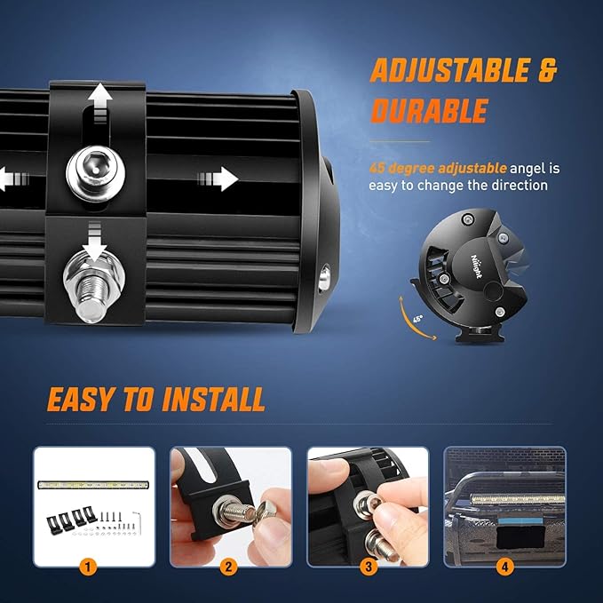 Nilight 37Inch 780W LED Light Bar Triple Row Flood Spot Combo 78000LM Driving Off Road Lights with 12V Wiring Harness Kit for Truck Tractor Trailer Pickup SUV 4x4 Van Camper,2 Years Warranty